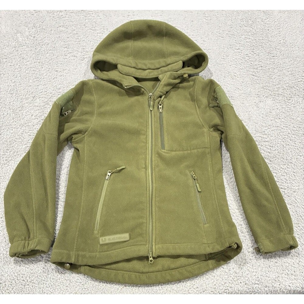 BAERSkin Jacket Womens Small Green Fleece Hooded Full Zip Tactical Pockets